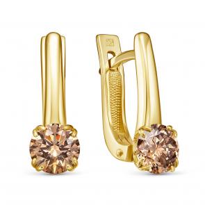 Серьги из лимонного золота KABAROVSKY с коньячным бриллиантом K12-21889-6000 фото