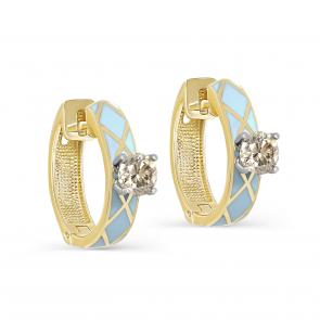 Серьги из лимонного золота KABAROVSKY с бриллиантом и эмалью K12-21891-9205 фото