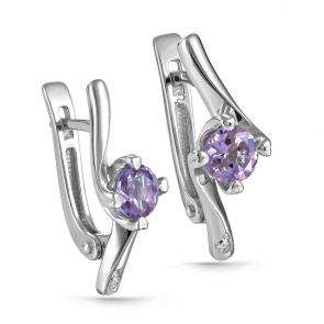 Серебряные серьги KABAROVSKY с фианитом и аметистом K12-219-5300 фото