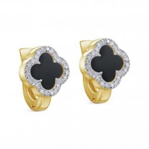 Серьги из лимонного золота KABAROVSKY с бриллиантом и ониксом K12-21931-6700 фото