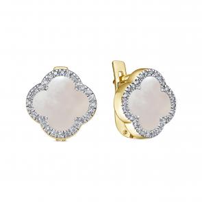 Серьги из лимонного золота KABAROVSKY с бриллиантом и перламутром K12-21932-6200 фото