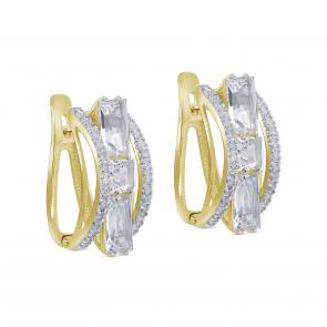 Серьги из лимонного золота KABAROVSKY с бриллиантом и горным хрусталём K12-21940-5500 фото