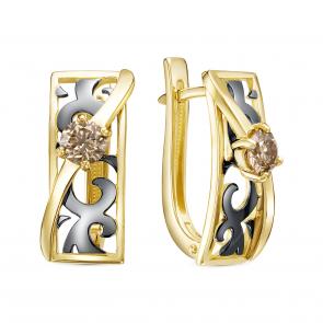 Серьги из лимонного золота KABAROVSKY с бриллиантом K12-21942-9289 фото