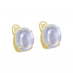 Серьги из лимонного золота KABAROVSKY с бриллиантом и халцедоном K12-21962-8000 фото