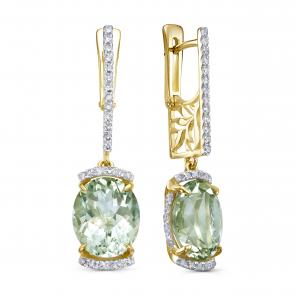 Серьги из лимонного золота KABAROVSKY с бриллиантом и празиолитом K12-21989-21189 фото