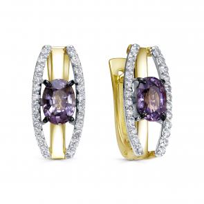 Серьги из лимонного золота KABAROVSKY с бриллиантом и шпинелью K12-22001-82800 фото