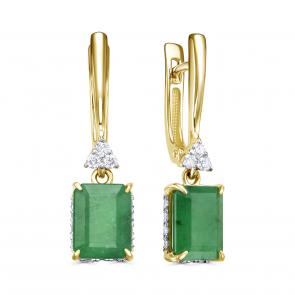 Серьги из лимонного золота KABAROVSKY с бриллиантом и изумрудом K12-22037-1200 фото