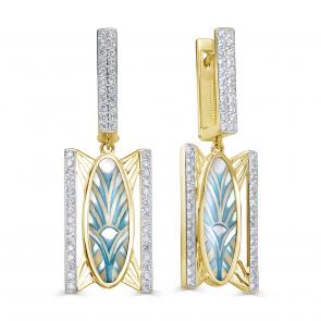 Серьги из лимонного золота KABAROVSKY с бриллиантом и перламутром K12-22040-62400 фото