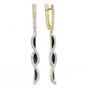 Серьги из лимонного золота KABAROVSKY с бриллиантом и эмалью K12-22062-1002 фото