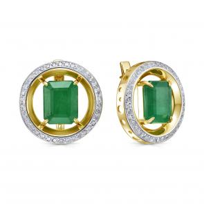 Серьги из лимонного золота KABAROVSKY с бриллиантом и изумрудом K12-22113-1200 фото