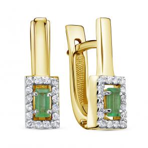 Серьги из лимонного золота KABAROVSKY с бриллиантом и изумрудом K12-22128-1200 фото