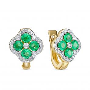 Серьги из лимонного золота KABAROVSKY с бриллиантом и изумрудом K12-22129-1200 фото