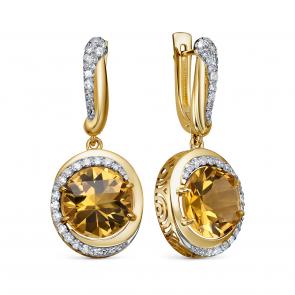 Золотые серьги KABAROVSKY с бриллиантом и цитрином K12-22150-2900 фото