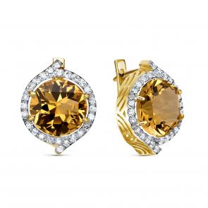 Золотые серьги KABAROVSKY с бриллиантом и цитрином K12-22151-2900 фото