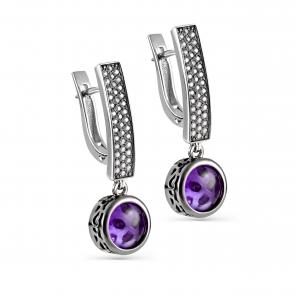 Серебряные серьги KABAROVSKY с фианитом и ситаллом K12-238-50289 фото