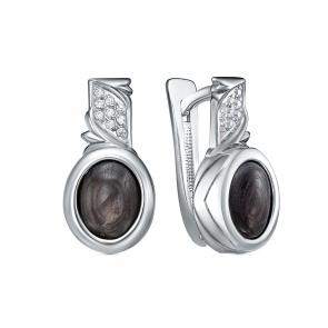 Серебряные серьги KABAROVSKY с фианитом и гиперстеном K12-240-11989 фото