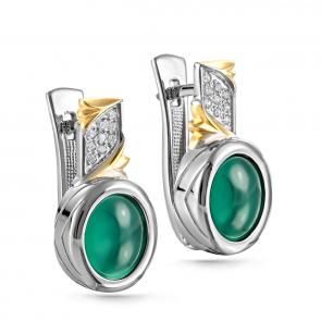 Серебряные серьги KABAROVSKY с фианитом и ониксом K12-240-1984 фото