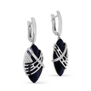 Серебряные серьги KABAROVSKY с фианитом и авантюрином K12-258-1300 фото