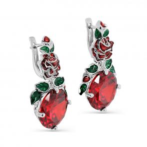 Серебряные серьги KABAROVSKY с фианитом и эмалью K12-267-40301 фото