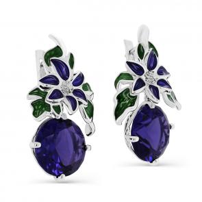 Серебряные серьги KABAROVSKY с фианитом и эмалью K12-272-40890 фото