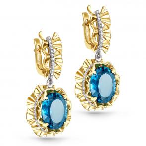 Серьги из лимонного золота KABAROVSKY с бриллиантом и Лондон топазом K12-2806-2300 фото