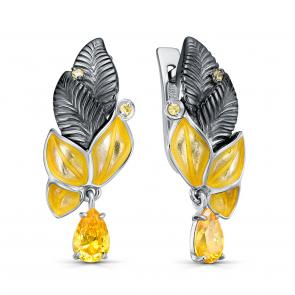 Серебряные серьги KABAROVSKY с фианитом, эмалью и Swarovski K12-281-30612 фото