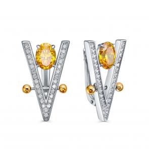 Серебряные серьги KABAROVSKY с фианитом и Swarovski K12-298-30684 фото