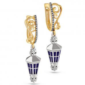 Серьги из лимонного золота KABAROVSKY с бриллиантом и эмалью K12-2993-1007 фото