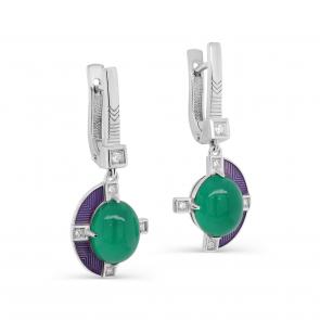 Серебряные серьги KABAROVSKY с фианитом, ониксом и эмалью K12-314-1915 фото