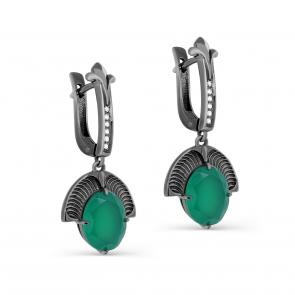 Серебряные серьги KABAROVSKY с фианитом и ониксом K12-324-1989 фото