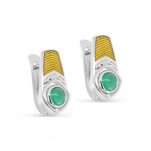 Серебряные серьги KABAROVSKY с ониксом и эмалью K12-330-1912 фото