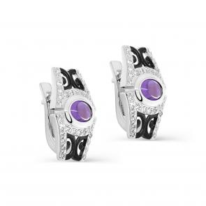Серебряные серьги KABAROVSKY с фианитом и аметистом K12-331-50289 фото