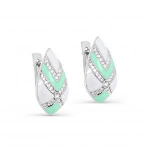 Серебряные серьги KABAROVSKY с фианитом и эмалью K12-332-7908 фото
