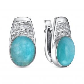 Серебряные серьги KABAROVSKY с фианитом и амазонитом K12-336-20100 фото