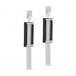 Серебряные серьги KABAROVSKY с фианитом, эмалью и деровом Граб K12-338-80019 фото