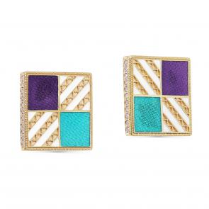 Серебряные серьги KABAROVSKY с фианитом и эмалью K12-343-7987 фото