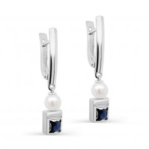 Серебряные серьги KABAROVSKY с фианитом и жемчугом Swarovski K12-345-40800 фото