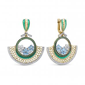 Серебряные серьги KABAROVSKY с фианитом, эмалью и Swarovski K12-347-0113 фото