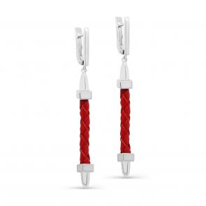 Серебряные серьги KABAROVSKY с элементом из кожи K12-358-90300 фото