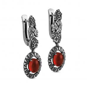 Серьги из черненого серебра KABAROVSKY с бриллиантом и гессонитом K12-372-9783 фото