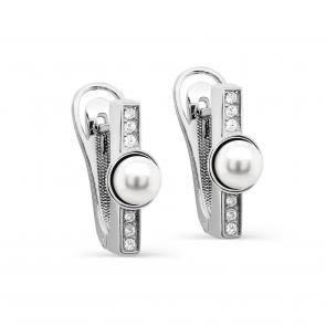 Серебряные серьги KABAROVSKY с фианитом и жемчугом Swarovski K12-389-1500 фото