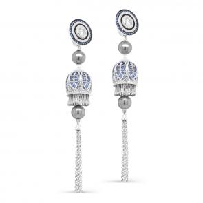 Серебряные серьги KABAROVSKY с фианитом, жемчугом и эмалью K12-400-0101 фото