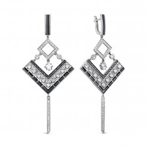 Серебряные серьги KABAROVSKY с фианитом и эмалью K12-420-7902 фото