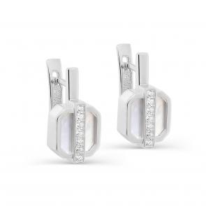 Серебряные серьги KABAROVSKY с фианитом и перламутром K12-429-6200 фото