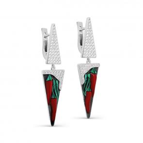 Серебряные серьги KABAROVSKY с фианитом и эмалью K12-431-7901 фото