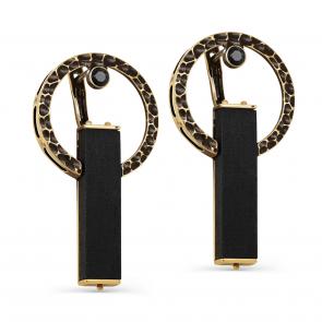 Серьги из лимонного серебра KABAROVSKY с шпинелью, керамикой и деревом Граб K12-459-80089 фото