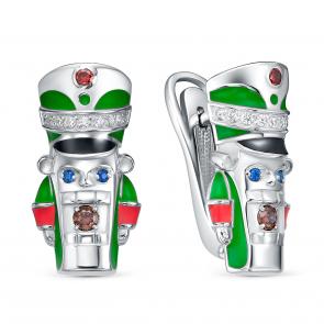 Серебряные серьги KABAROVSKY с фианитом и эмалью K12-479-0101 фото