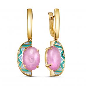 Серьги из лимонного серебра KABAROVSKY с кунцитом и эмалью K12-513-20301 фото