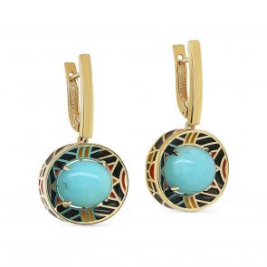Серьги из золочёного серебра KABAROVSKY с эмалью и амазонитом K12-516-20101 фото