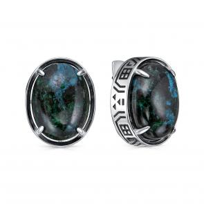 Серебряные серьги KABAROVSKY с хризоколла и эмалью K12-518-24202 фото